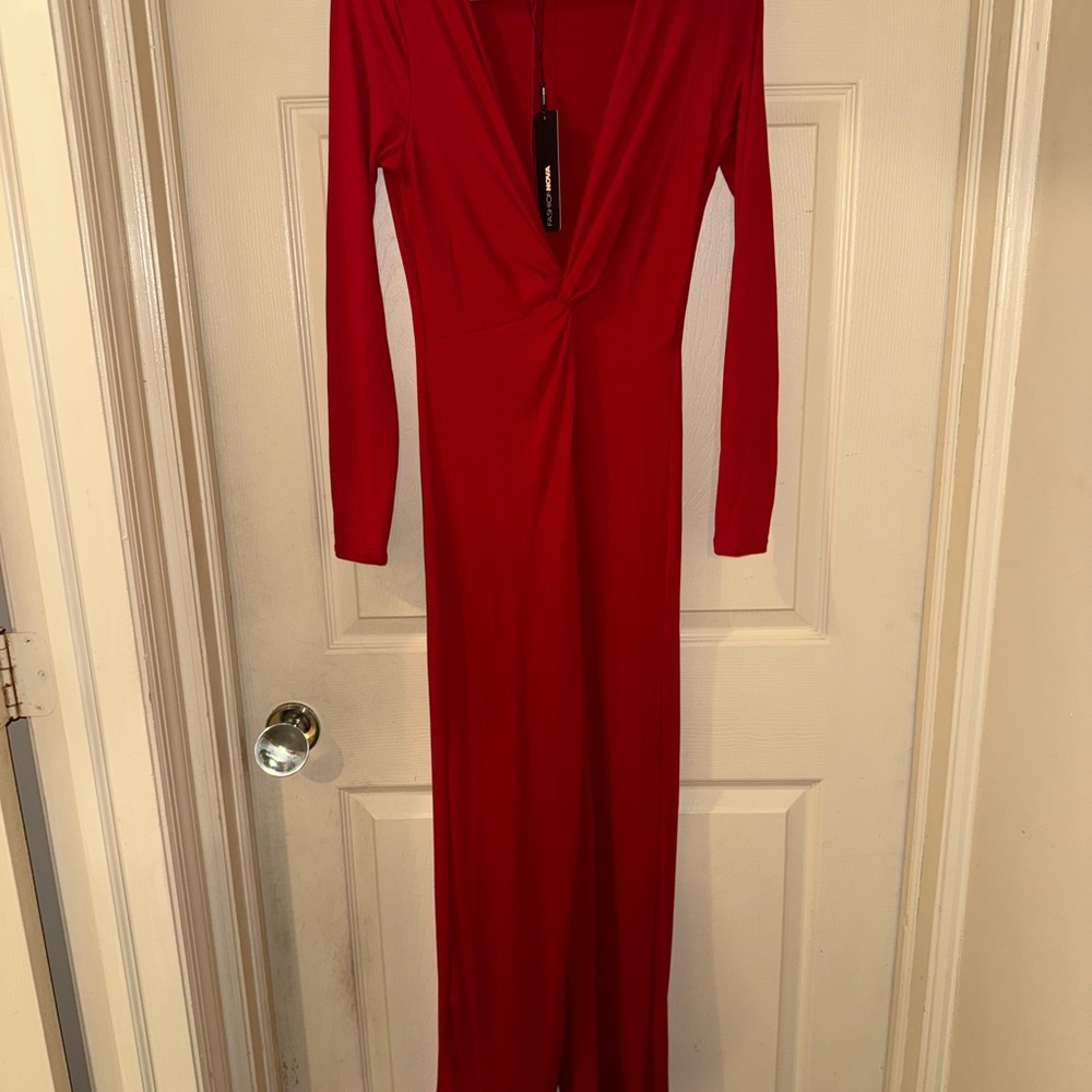 Fashion Nova Bold Red Long Sleeve Dress